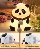 Cute Panda Silicone Night Lamp – 7-Color LED Rechargeable Night Light