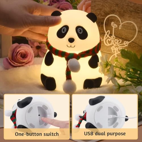 Cute Panda Silicone Night Lamp – 7-Color LED Rechargeable Night Light