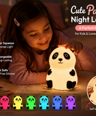 Cute Panda Silicone Night Lamp – 7-Color LED Rechargeable Night Light