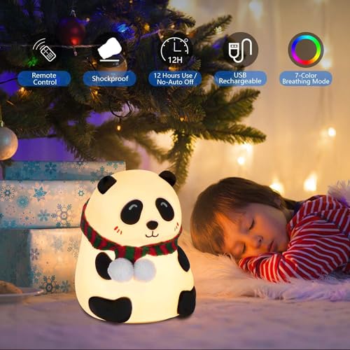 Cute Panda Silicone Night Lamp – 7-Color LED Rechargeable Night Light
