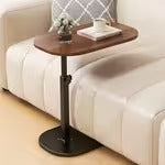 Modern C-Shaped Walnut Side Table – Metal Base Sofa & Bedside Table