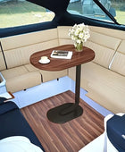 Modern C-Shaped Walnut Side Table – Metal Base Sofa & Bedside Table