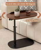 Modern C-Shaped Walnut Side Table – Metal Base Sofa & Bedside Table
